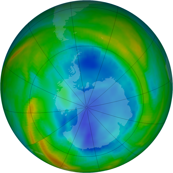 Antarctic ozone map for 31 July 1998